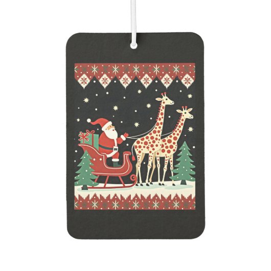 Boys Girls Santa Claus Riding Giraffe Sleigh Ugly  Luchtverfrisser (Voorkant)