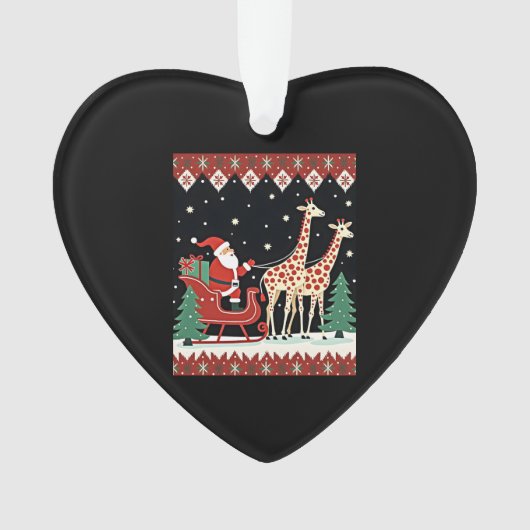 Boys Girls Santa Claus Riding Giraffe Sleigh Ugly  Ornament (voorkant)