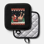 Boys Girls Santa Claus Riding Giraffe Sleigh Ugly Pannenlap (Voorkant / Achterkant)