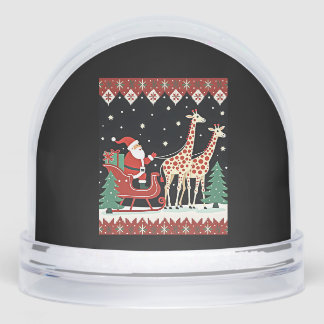 Boys Girls Santa Claus Riding Giraffe Sleigh Ugly  Sneeuwbol