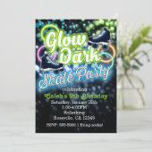 Boys GLOW in dark SCHAATS party Birthday Invitatio Kaart (Staand voorkant)