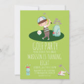Boys Golf Cute Birthday Party Invitation Kaart (Voorkant)