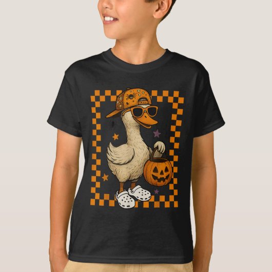 Boys Goose Halloween Spooky Goosey Silly Goose Pum T-shirt (Voorkant)