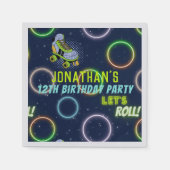 Boys Green Blue Neon Lights Roller SkateParty Servet (Voorkant)