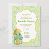 Boys Green Dinosaur Egg Baby shower Invitation Kaart (Voorkant)