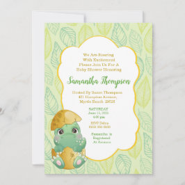 Boys Green Dinosaur Egg Baby shower Invitation Kaart