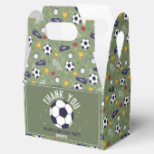 Boys Green Soccer Sports Kids Birthday Bedankdoosjes (Geopend)
