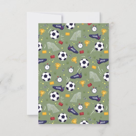 Boys Green Soccer Sports Kids Birthday Bedankkaart (Achterkant)