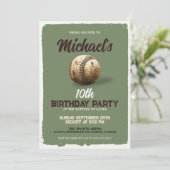  Boys Green Sports Baseball Verjaardagsfeest Kaart (Staand voorkant)