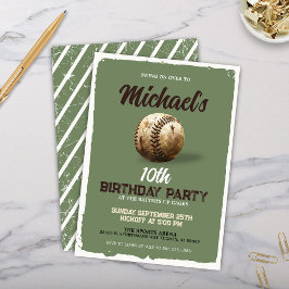  Boys Green Sports Baseball Verjaardagsfeest Kaart