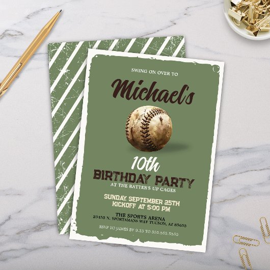  Boys Green Sports Baseball Verjaardagsfeest Kaart