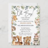 Boys Greenery Woodland Baby shower Invitation Kaart (Voorkant)