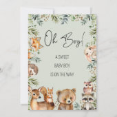 Boys Greenery Woodland Baby shower Invitation Kaart (Achterkant)