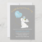 Boys Grey Blue Bunny Baby shower-uitnodiging Kaart (Voorkant)