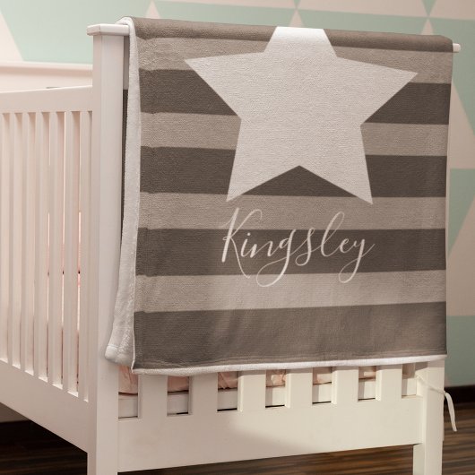 Boys Grey Star Baby Milestone Fleece Deken