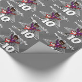 Boys grijze naam 10e verjaardag rockstar - omloop cadeaupapier (Hoek)