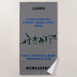 Boys Gymnastics Beach Towel met zijn naam Strandlaken