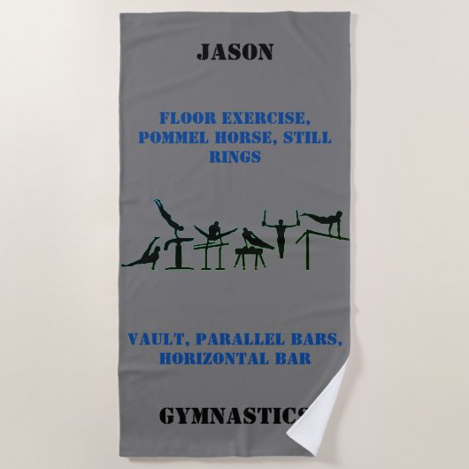 Boys Gymnastics Beach Towel met zijn naam Strandlaken (Voorkant)