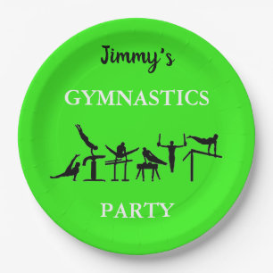 Boys Gymnastics Birthday Party Borden met zijn naa Papieren Bordje