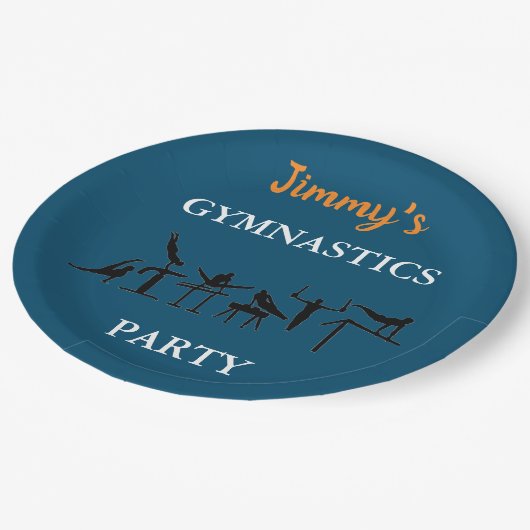 Boys Gymnastics Birthday Party Borden met zijn naa Papieren Bordje (Gekanteld)