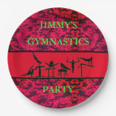 Boys Gymnastics Birthday Party Camo Borden met naa Papieren Bordje (Voorkant)