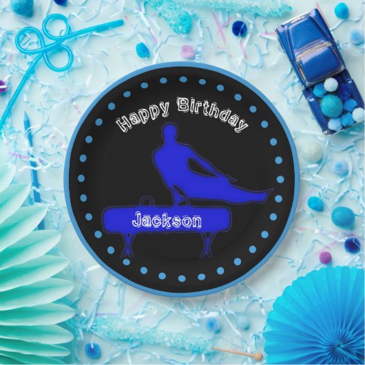 Boys Gymnastics Birthday Party Paper Borden Papieren Bordje (Feest)