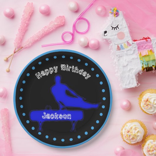 Boys Gymnastics Birthday Party Paper Borden Papieren Bordje (Feest)