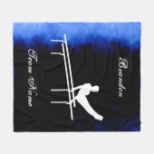 Boys Gymnastics Black, Blue, White met teamnaam Fleece Deken (Voorkant (Horizontaal))