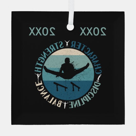 Boys Gymnastics Character Strength Discipline Glas Ornament (Achterkant)