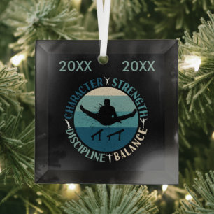 Boys Gymnastics Character Strength Discipline Glas Ornament