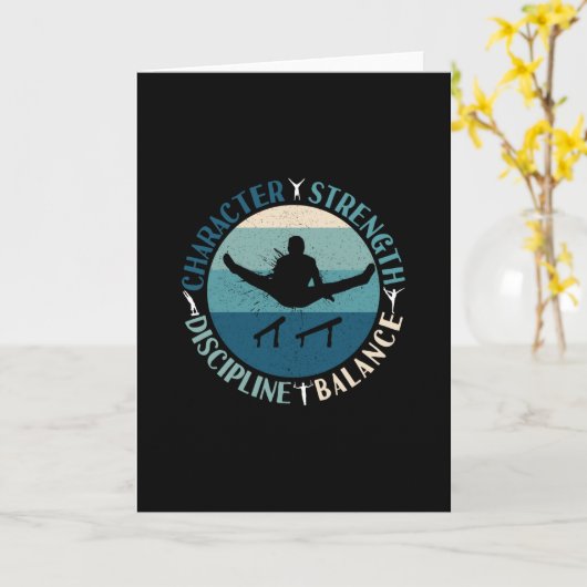Boys Gymnastics Character Strength Discipline Kaart (Gele Bloem)
