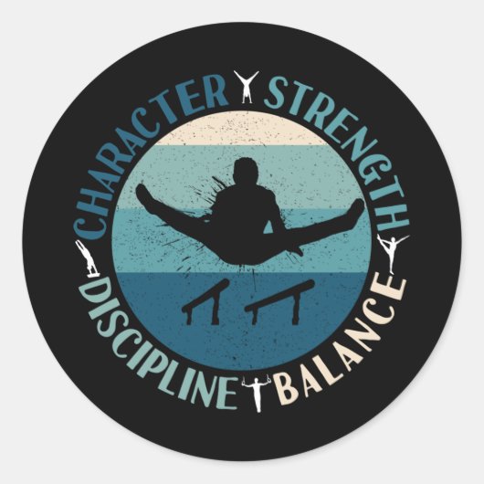 Boys Gymnastics Character Strength Discipline Ronde Sticker (Voorkant)