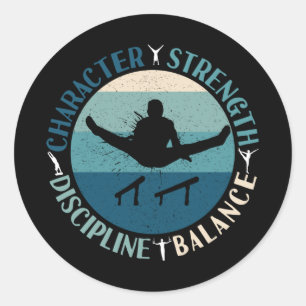 Boys Gymnastics Character Strength Discipline Ronde Sticker