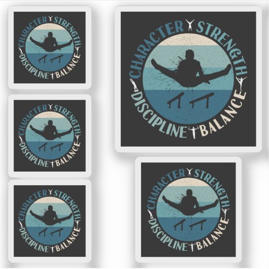 Boys Gymnastics Character Strength Discipline Sticker (Voorkant)