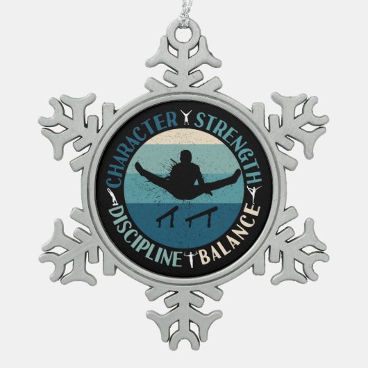 Boys Gymnastics Character Strength Discipline Tin Sneeuwvlok Ornament (Voorkant)