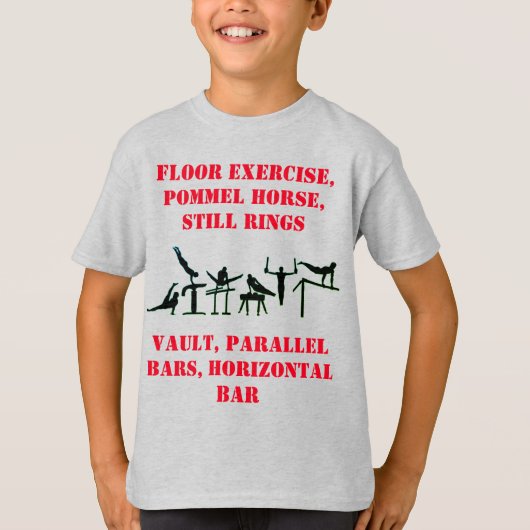 Boys Gymnastics Events T-Shirt met zijn naam op ac (Voorkant)