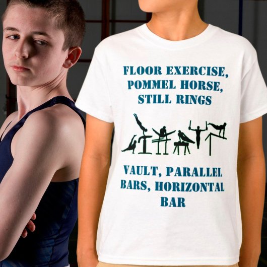 Boys Gymnastics Events T-Shirt met zijn naam op ac