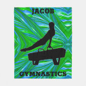 Boys Gymnastics Green Blue Pommel Horse Fleece Deken (Voorkant)