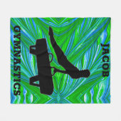 Boys Gymnastics Green Blue Pommel Horse Fleece Deken (Voorkant (Horizontaal))