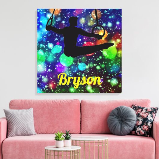 Boys Gymnastics nog Rings Canvas Art met zijn naam (Insitu (Woonkamer))