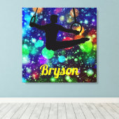Boys Gymnastics nog Rings Canvas Art met zijn naam Afdruk (Insitu (Houten vloer))