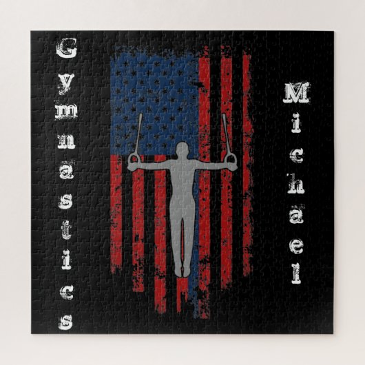 Boys Gymnastics Rings Distress American Flag Legpuzzel (Verticaal)