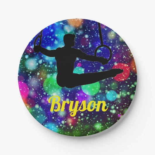 Boys Gymnastics Rings Papieren Bordje (Voorkant)