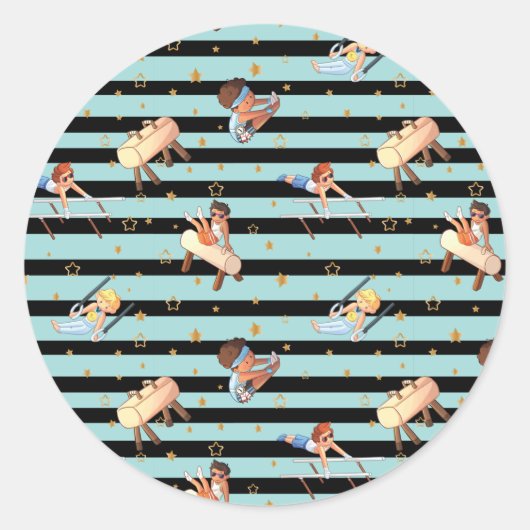 Boys Gymnastics Rings Parallel Bars Pommel Horse Ronde Sticker (Voorkant)