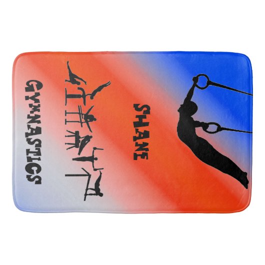 Boys Gymnastics Rings Patriotic Red White Blue Badmat (Voorkant)