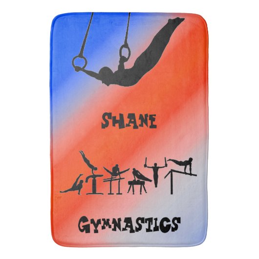 Boys Gymnastics Rings Patriotic Red White Blue Badmat (Voorkant Verticaal)