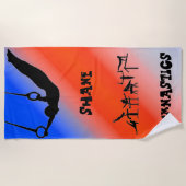 Boys Gymnastics Rings Patriotic Red White Blue Strandlaken (Voorkant)