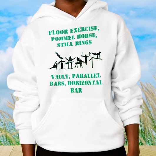 Boys Gymnastics Skills Hoodie met zijn naam op de 