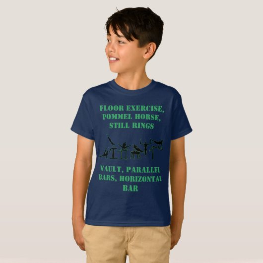 Boys Gymnastics Skills T-Shirt w/Zijne naam op ach (Voorkant volledig)