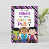 Boys Halloween Costume Party Birthday Kaart (Staand voorkant)